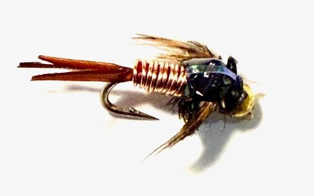 Natural Copper John trout fly, size 20