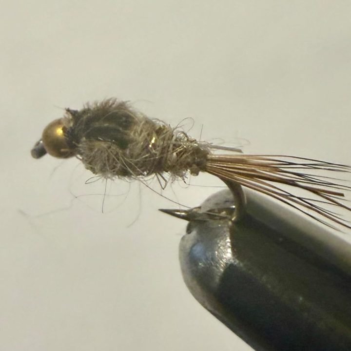 Natural Hare’s Ear Bead Head trout fly, size 20