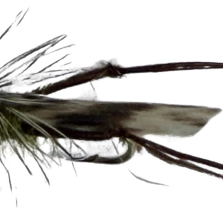 A hand-tied parachute hopper, the kind of buoyant dry fly that anchors a dry-dropper rig