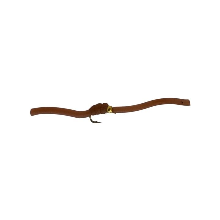 Brown Squirmy Worm trout fly, size 14