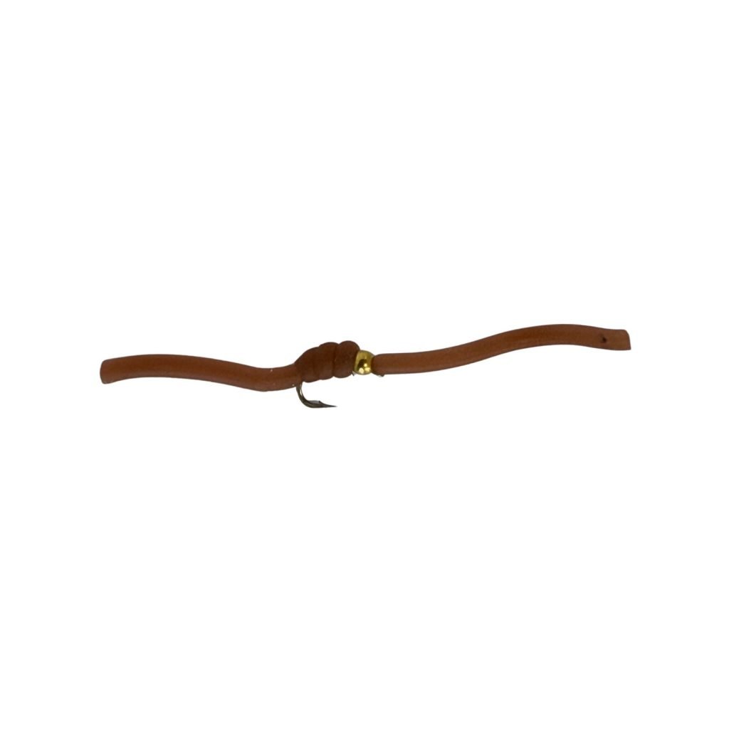 Brown Squirmy Worm trout fly, size 14