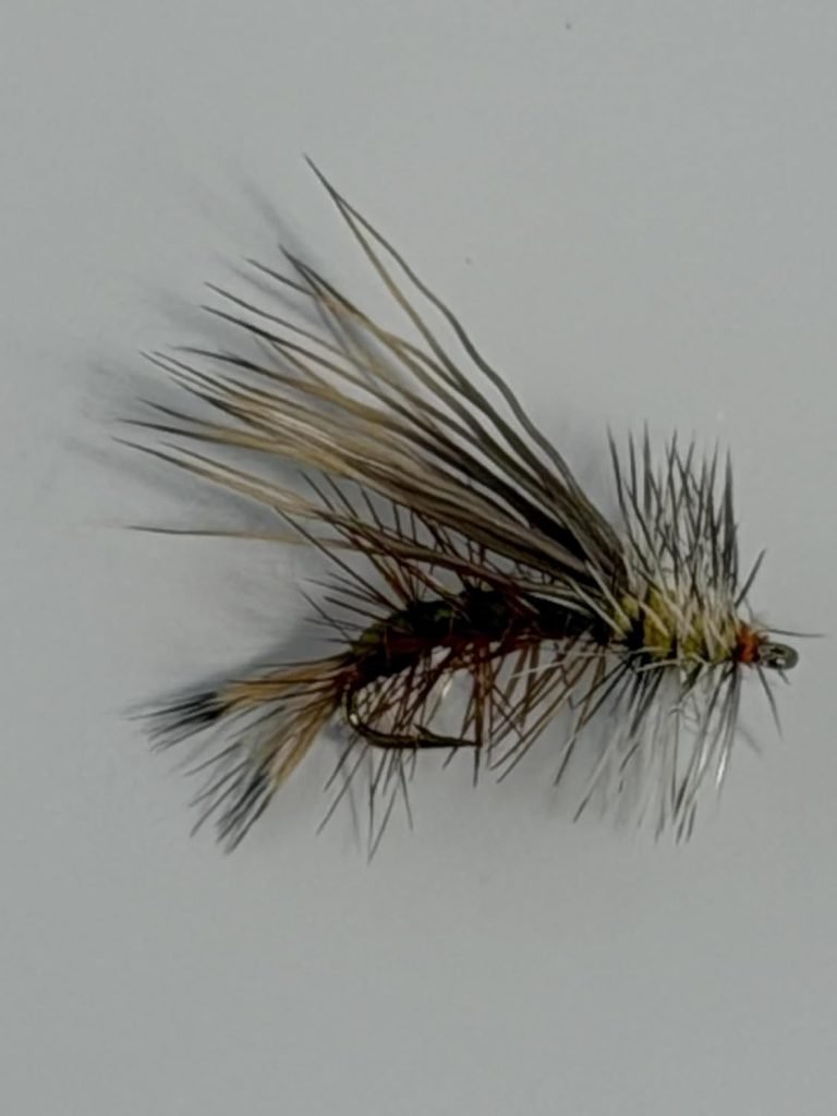 Olive Stimulator trout fly, size 16