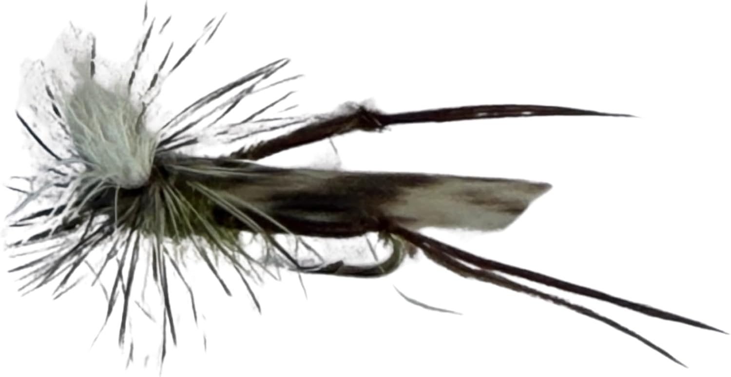 A hand-tied parachute hopper, the kind of buoyant dry fly that anchors a dry-dropper rig
